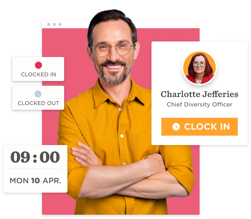 clock-in-dashboard, employee-profile-illustration