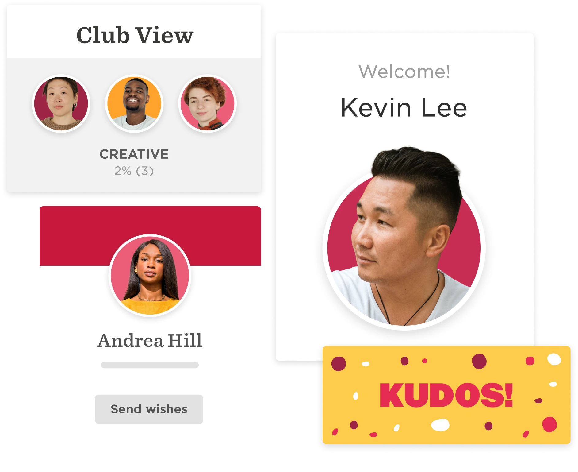 club view, user profile welcome message