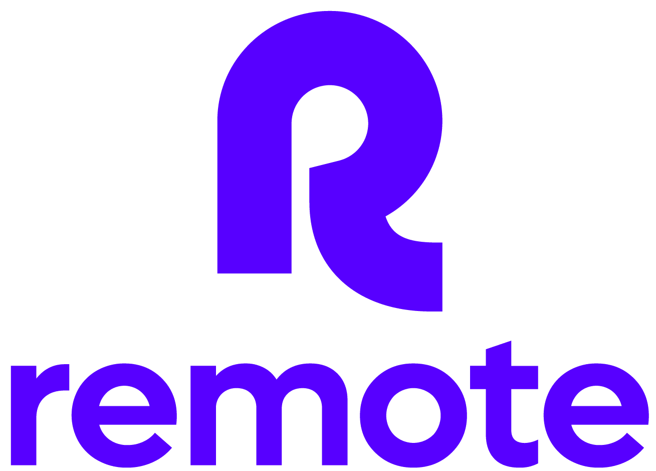 remote logo in purple with stylized letter R and text 'remote' in bold, accessible design for tech branding, modern logo design for remote work solutions, featuring vivid purple colors