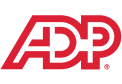 ADP logo in bold red letters with a question mark, symbolizing payroll and HR services, bold red ADP logo representing business solutions