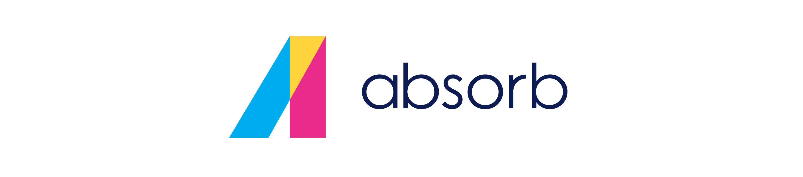 logo with vibrant blue, pink, and yellow design for Absorb, emphasizing modern branding, colorful modern Absorb logo highlighting innovation