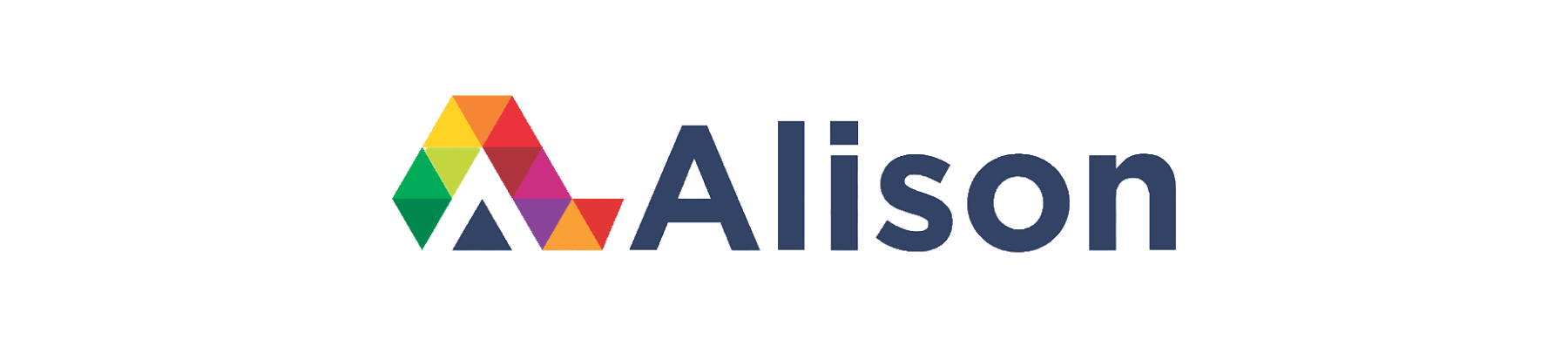 colorful geometric logo of Alison education platform, text reading "Alison" in modern font, showcasing accessible learning resources