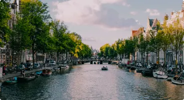 canal-view-amsterdam-boats, scenic-landscape-urban-trees