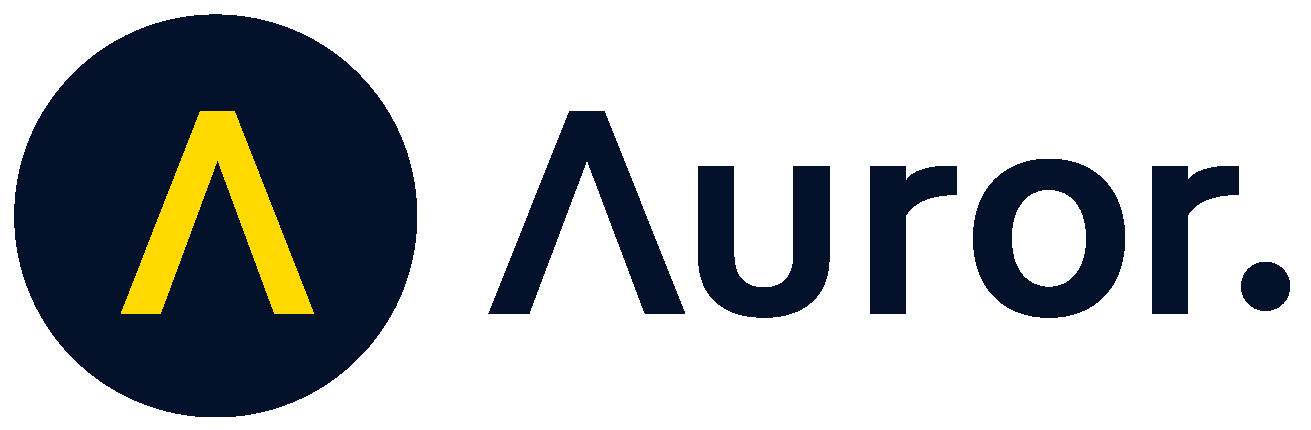 Auror logo featuring a bold yellow 'A' within a circular dark blue design, representing innovation and clarity. , AurorLogo, InnovativeDesign