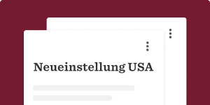 Neueinstellung USA, Document layout with header and three dots for options in a minimalist design