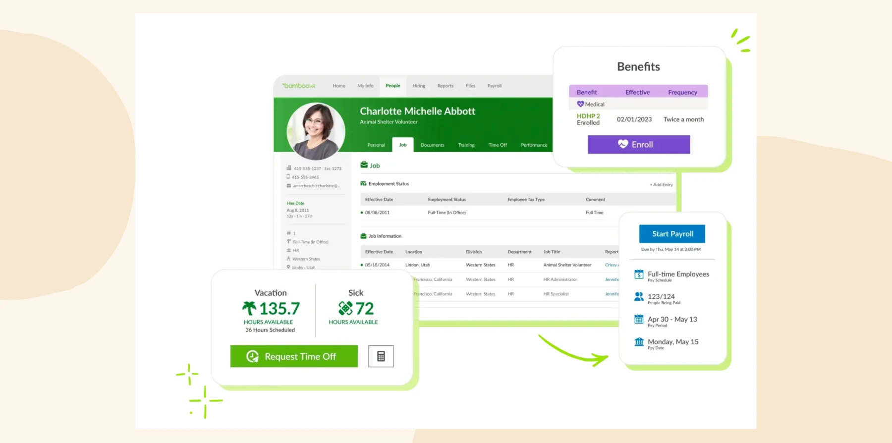employee dashboard, vacation sick leave hours available