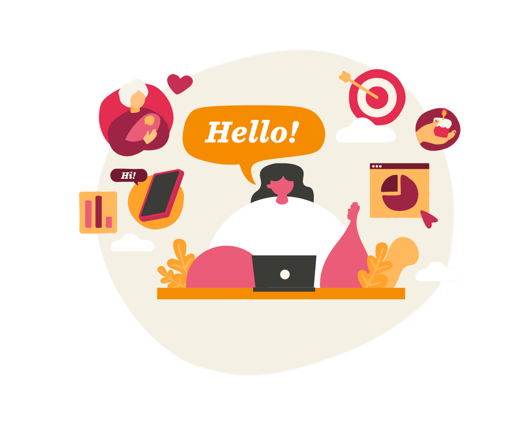 businesswoman, dataanalytics, greetingillustration