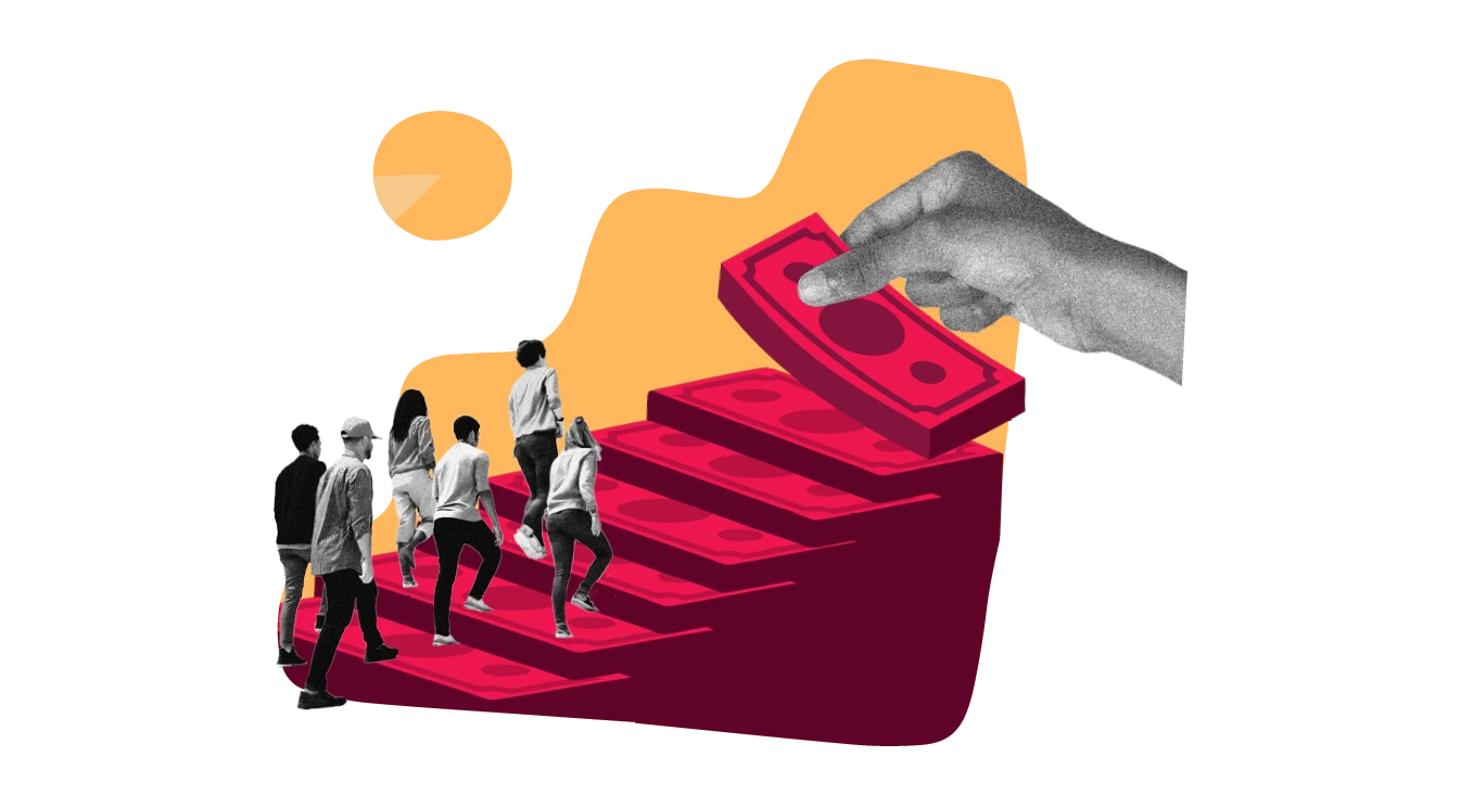 money, steps, growth