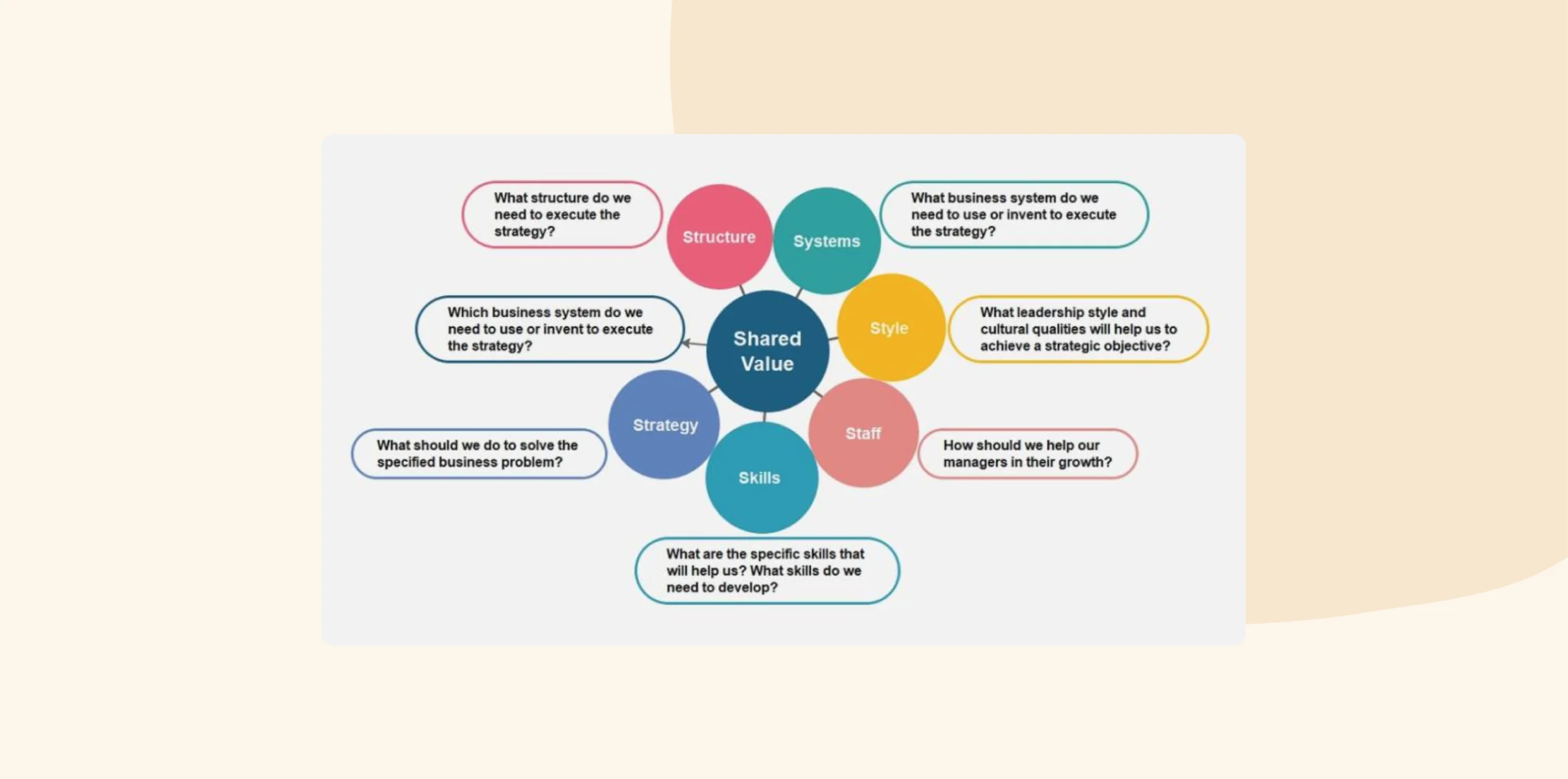 strategy, shared value, business systems, leadership style, staff growth
