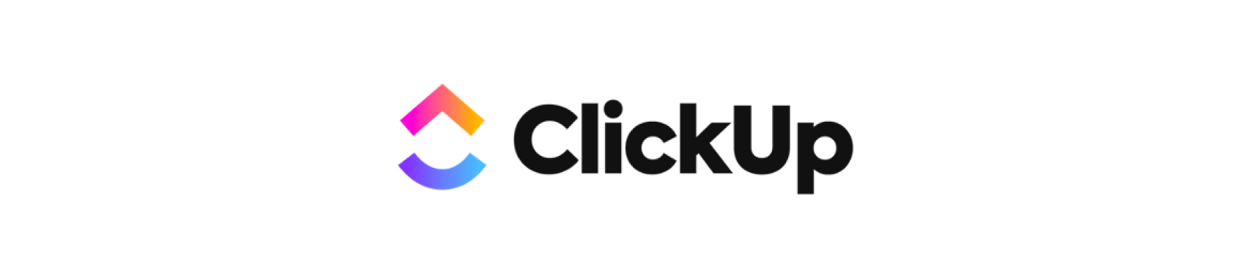 ClickUp logo featuring a colorful gradient design and modern typography, ideal for collaboration tools, Colorful ClickUp logo with distinct branding elements.