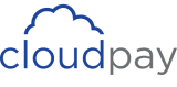 cloudpay logo with a cloud icon and blue-gray color scheme, cloud-based payment solutions logo design