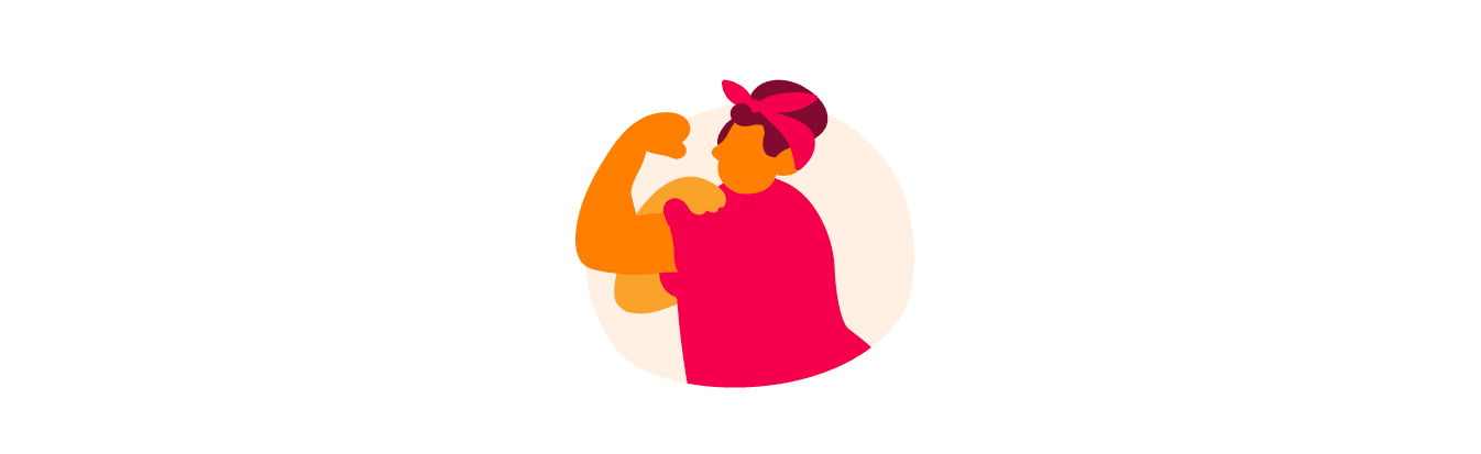 strong woman flexing arm, empowerment and confidence illustration