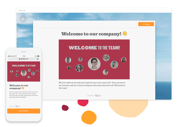 welcome-to-our-company, team-introduction-on-desktop-and-mobile