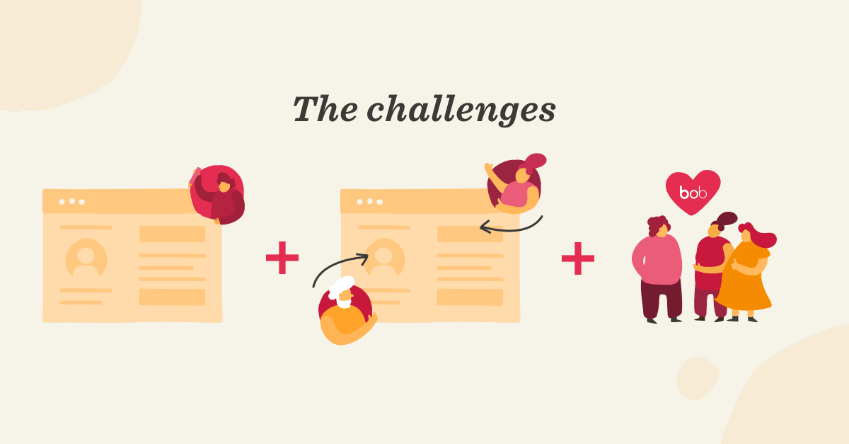 challenges of online interaction, illustration of users engaging with digital profiles and social connections