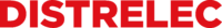 DISTRELEC logo in bold red letters on a white background, representing an electronics distributor, Brand identity of DISTRELEC in a minimalistic design