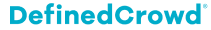 DefinedCrowd logo in bright teal, representing a tech-focused brand in AI and data solutions. High visibility design.