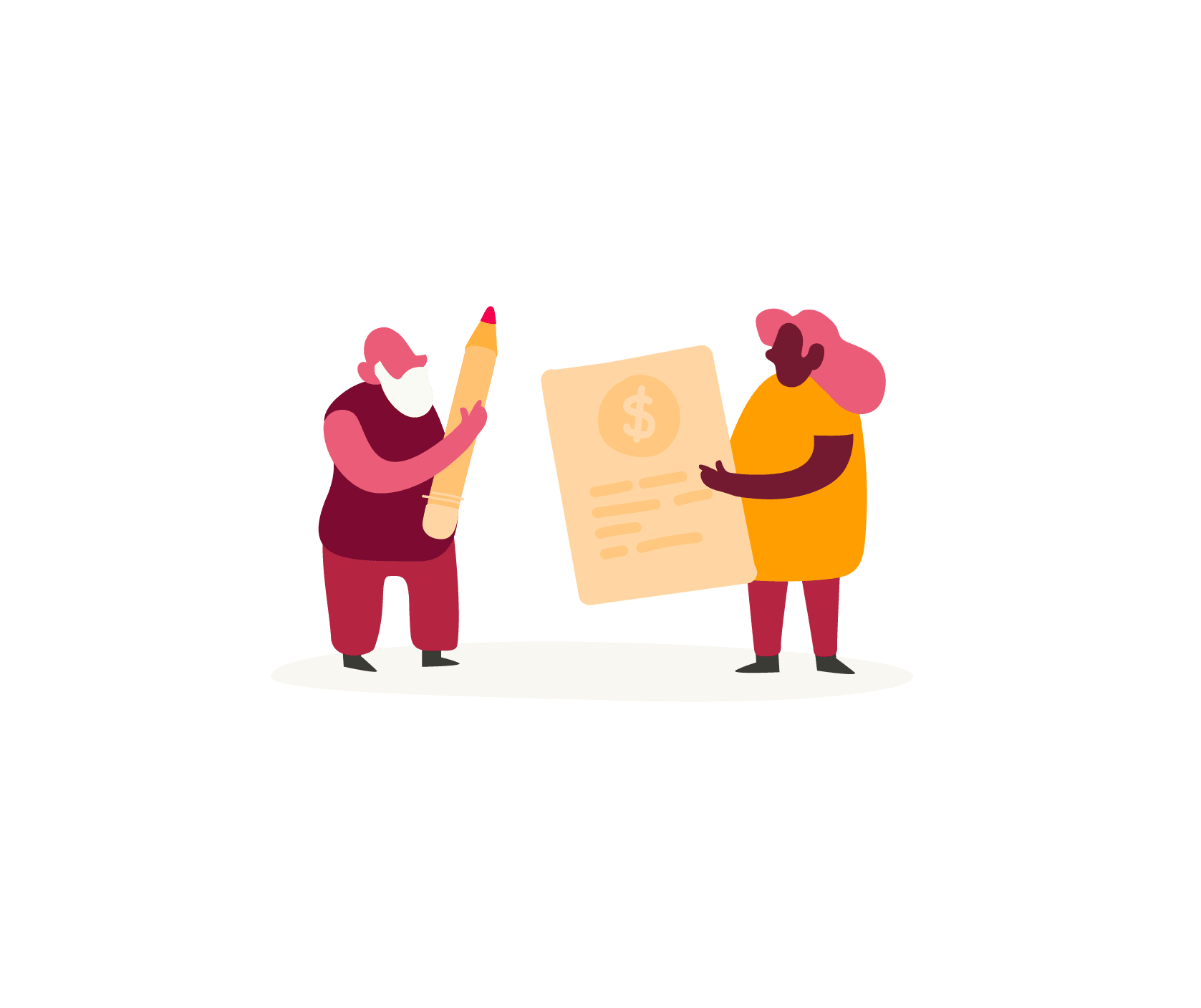 business-people-holding-document, illustration-finance-transaction