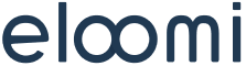 eloomi logo, blue typography design
