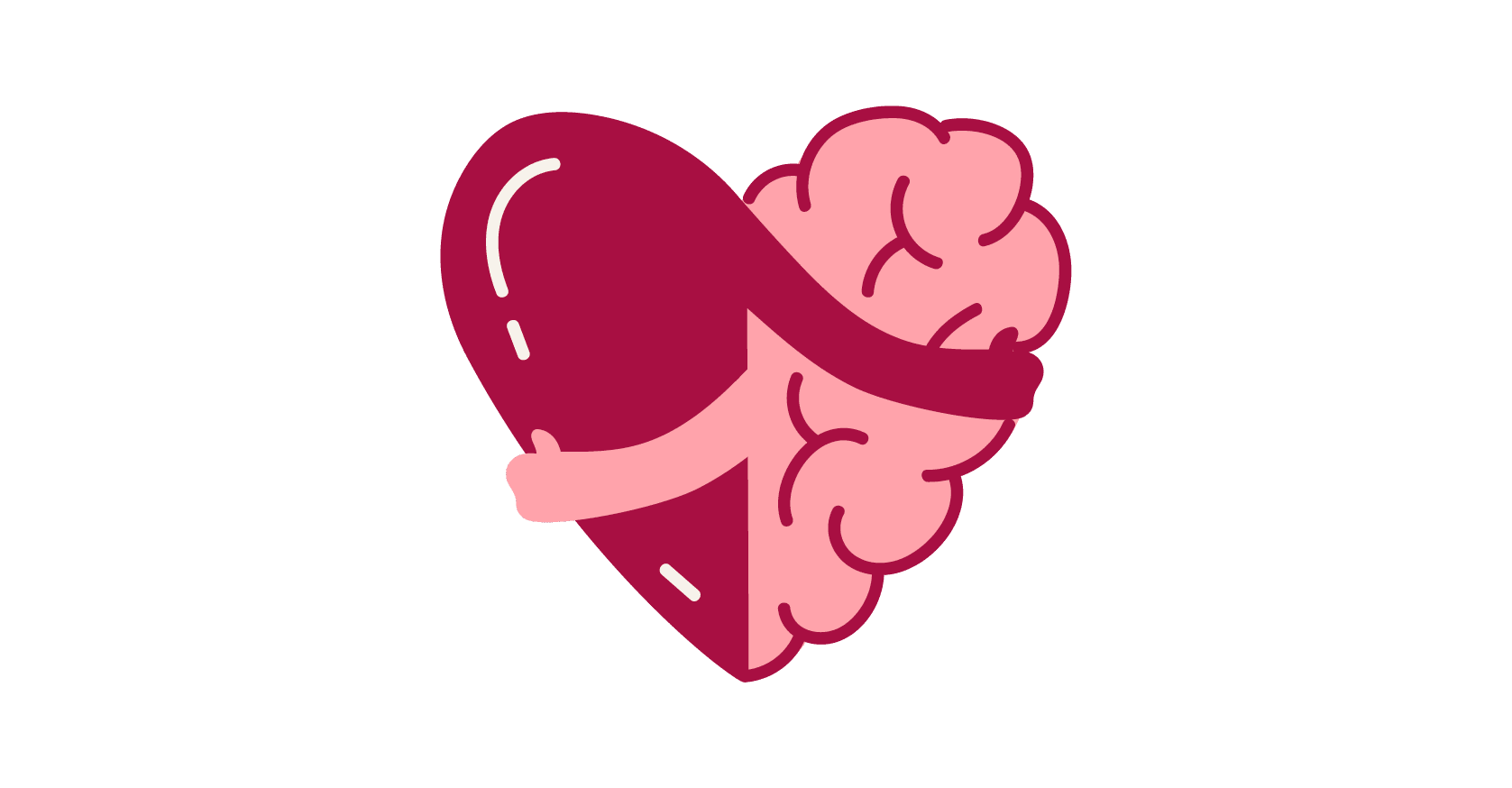 heart brain illustration, symbolizing emotional and intellectual connection in graphic design