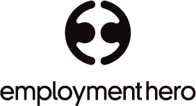 employment hero logo with interlocking circles for collaboration, black and white design representing modern employment solutions