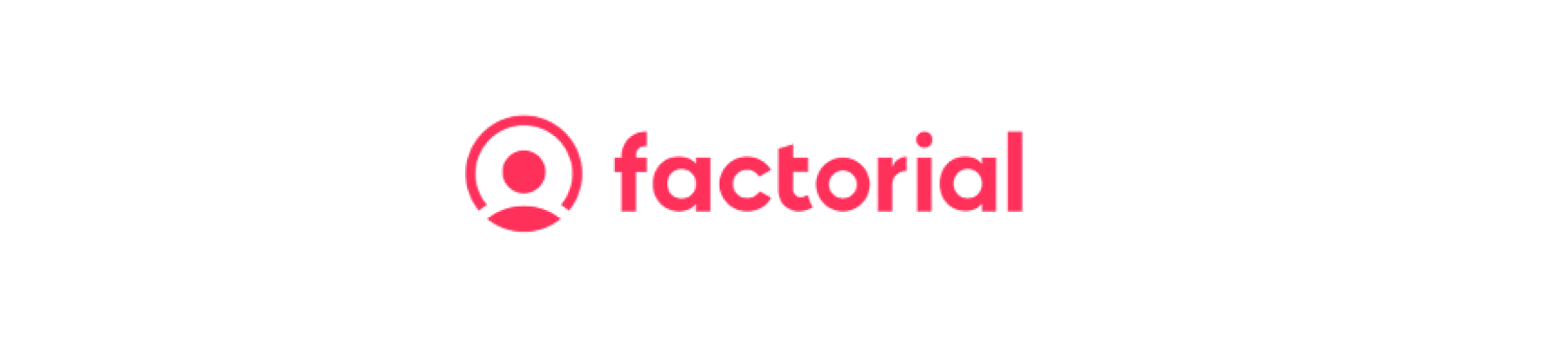 factorial logo in red and black, symbolizing HR solutions and workforce management, professional logo design for business branding