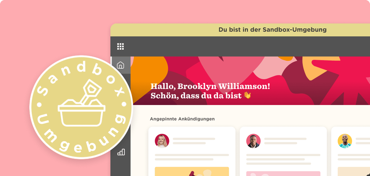 sandbox environment, colorful interface with greeting for Brooklyn Williamson
