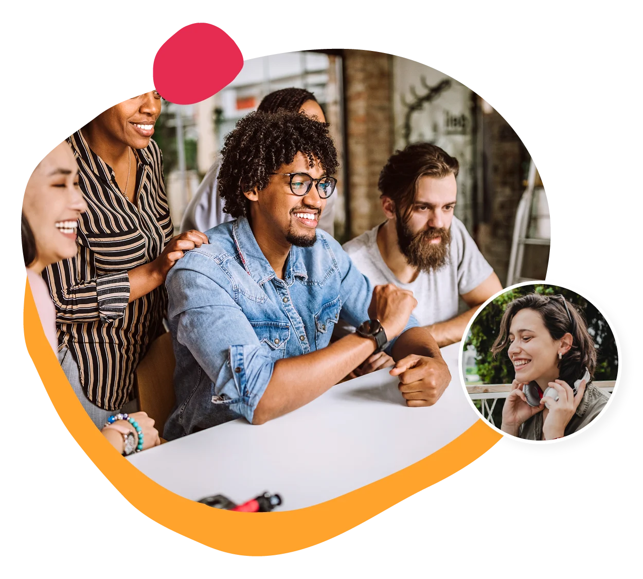 workplace teamwork, diverse group collaboration