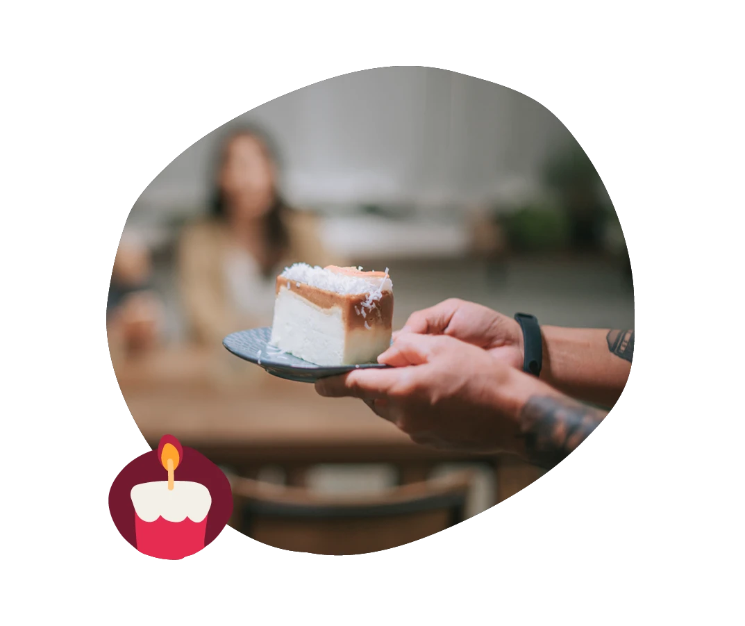 cake slice, celebration scene