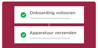 Onboarding completed with equipment shipping steps; encouraging users with a 