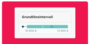 Grundlönsintervall slider showing salary range; bold text says 