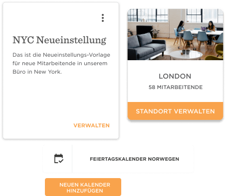 NYC Neueinstellung Vorlage für Mitarbeiter im Büro, Ort London mit 58 Mitarbeitenden, Neuen Kalender hinzufügen, Feiertagskalender Norwegen