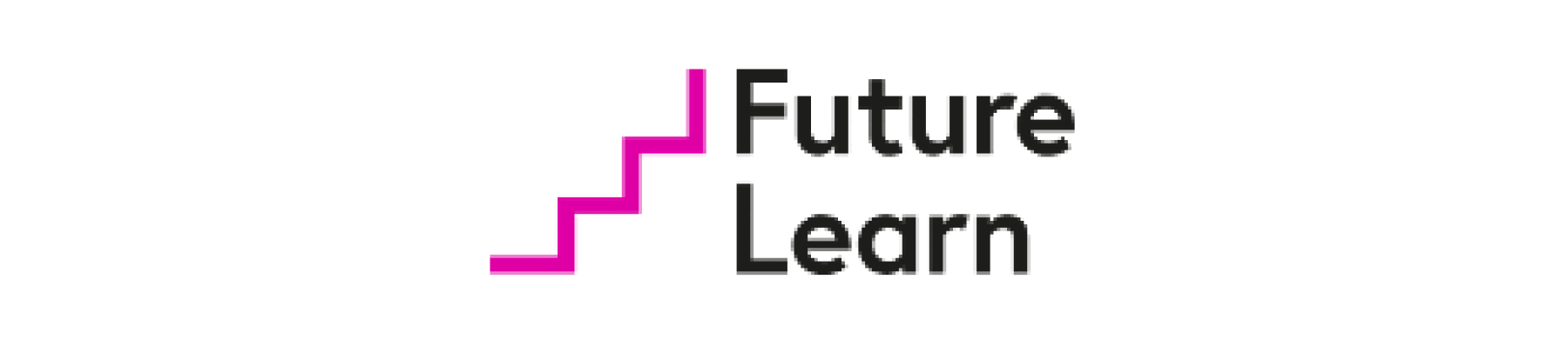 future learn logo with pink steps representing progress, educational platform promoting online learning and skill development