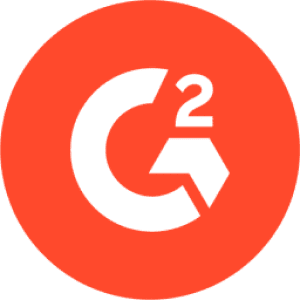 G2 logo on vibrant orange background, featuring a stylized letter G with an upward arrow, G2 branding symbolizing software reviews and insights
