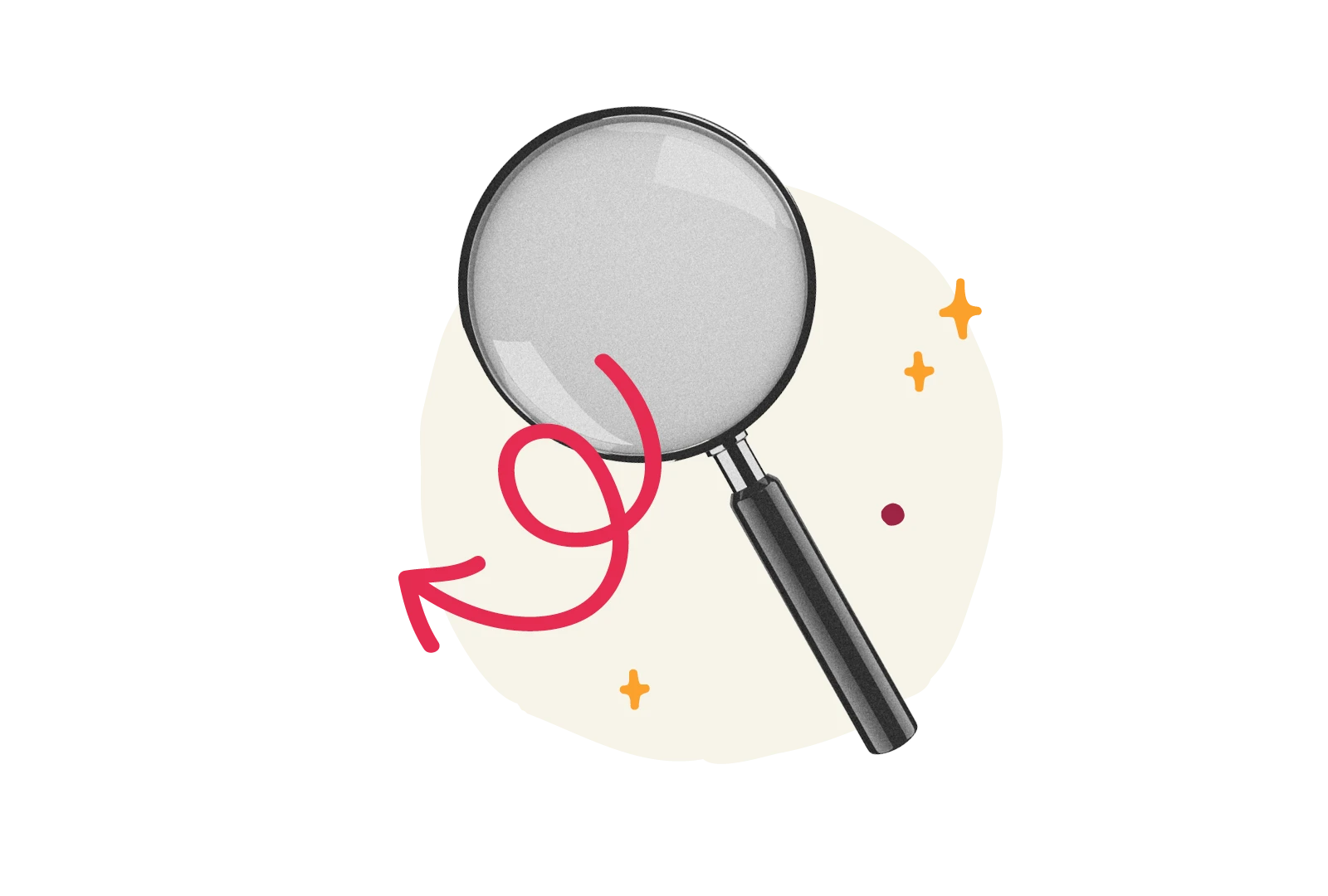 magnifying glass with black handle and decorative elements, emphasizing search and investigation, search tool illustration for exploration