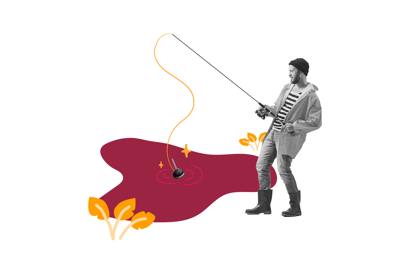 fisherman, fishing, colorful-background
