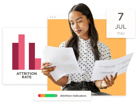 attrition rate graph, person reviewing reports