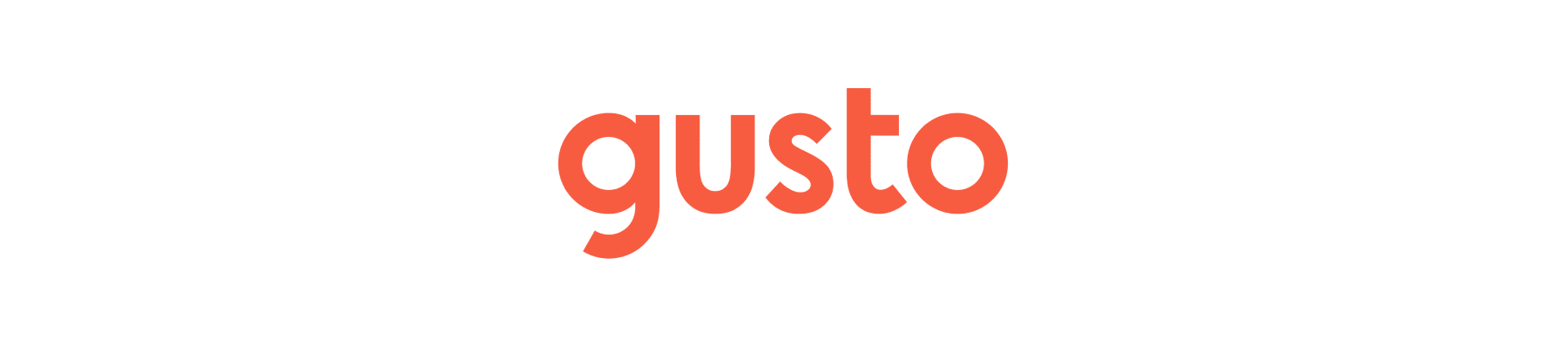 gusto logo on black background, modern design featuring bold orange text for brand recognition