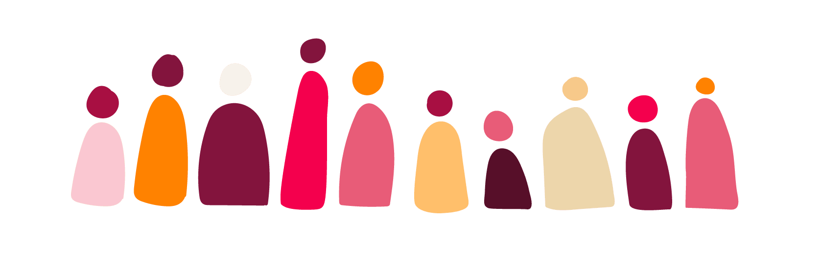 abstract human figures in various colors representing diversity and community, colorful silhouettes illustrating unity and inclusion