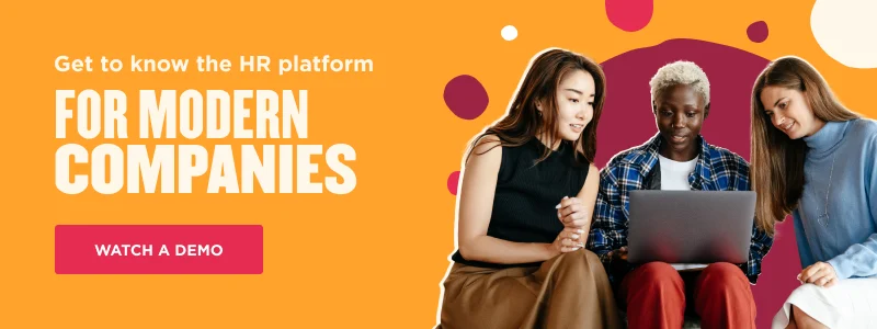 HR platform demo with diverse women collaborating on a laptop, showcasing modern corporate teamwork. Watch a demo!, HRplatform, diverseteamwork