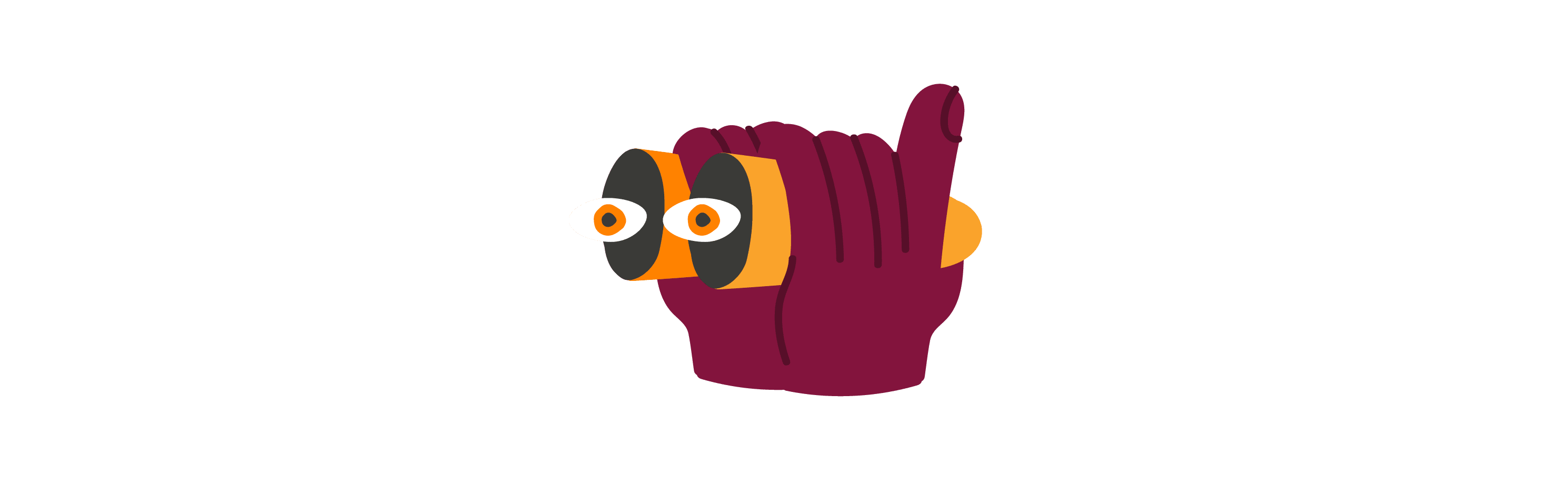 hand with large eyes, colorful animated design