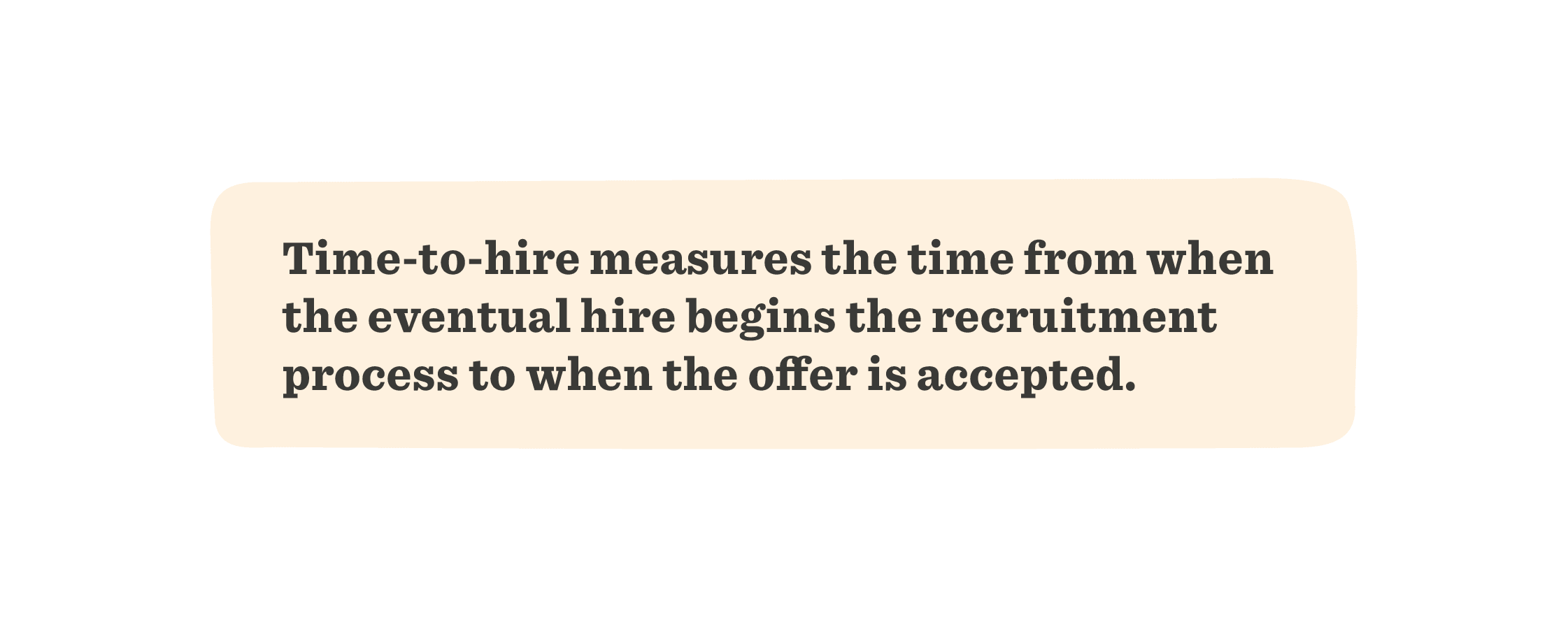 time-to-hire definition in an orange background box, explains recruitment timeline from candidate initiation to offer acceptance, hiring metrics evaluation visual example