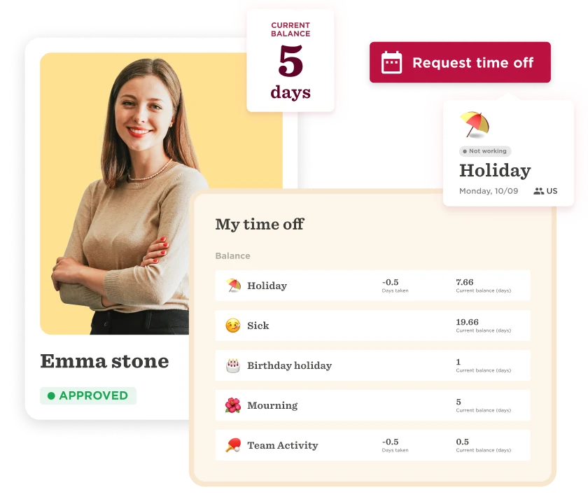 employee profile, leave balance summary