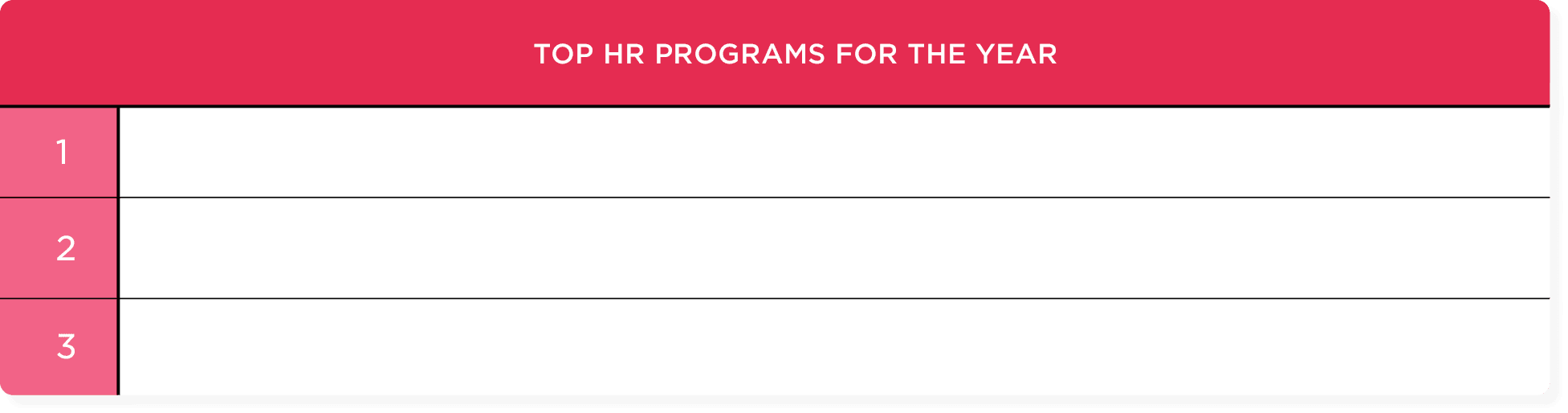 Workbook for Strategic HR & business objectives: List your HR programs