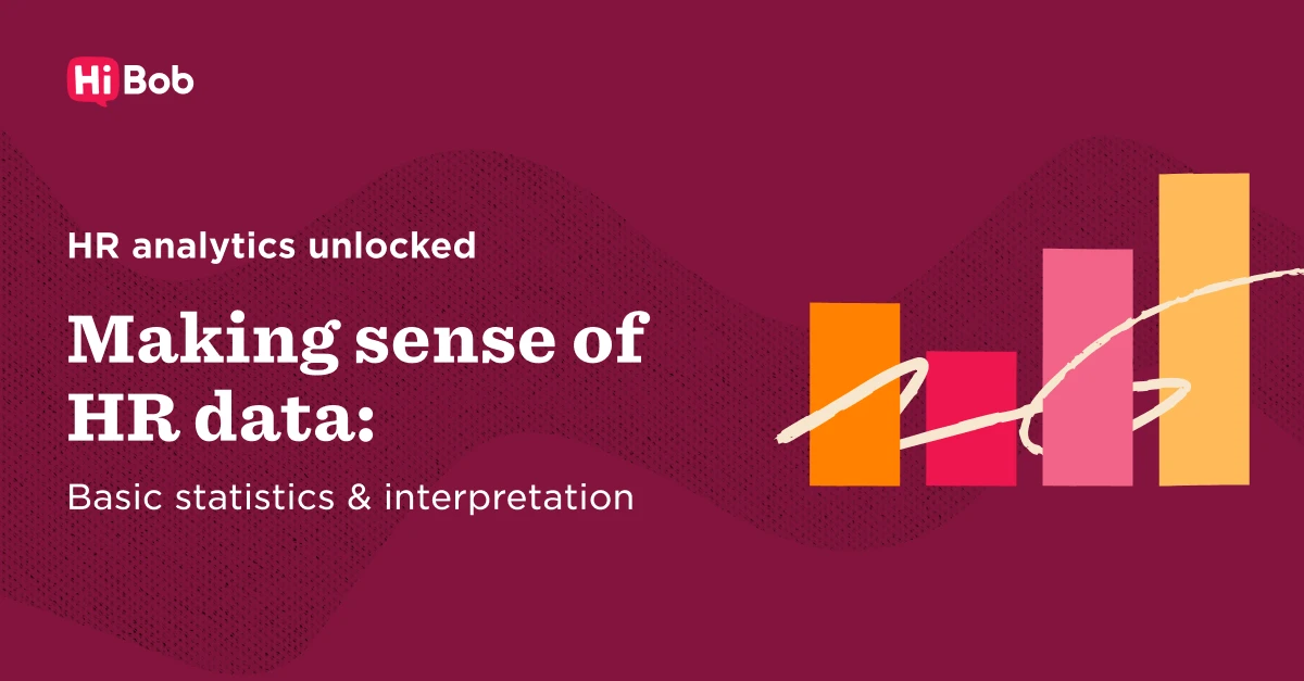 HR analytics, bar graph, colorful data visualization, statistics interpretation, HiBob branding, Making sense of HR data, analytics unlocked