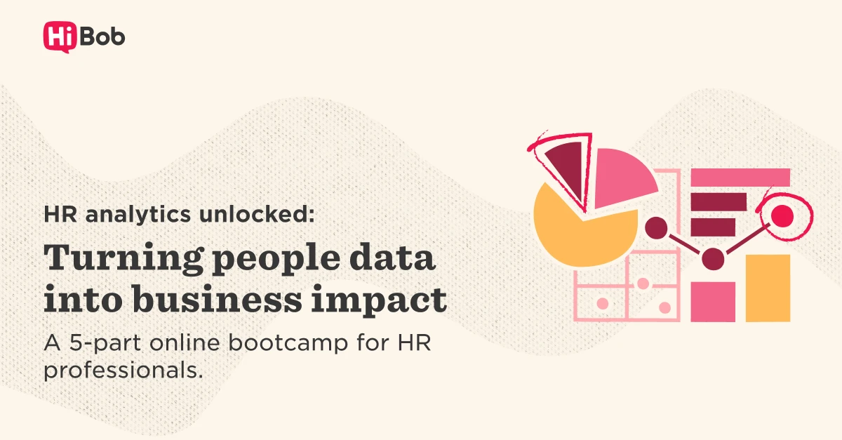 HR analytics bootcamp promoting data-driven business insights with colorful graphs and charts for HR professionals. hr-analytics, online-bootcamp