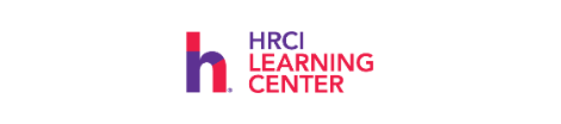 HRCI Learning Center logo with colorful letters, combining blue, red, and purple elements for educational branding, HRCI logo design for learning and professional development.
