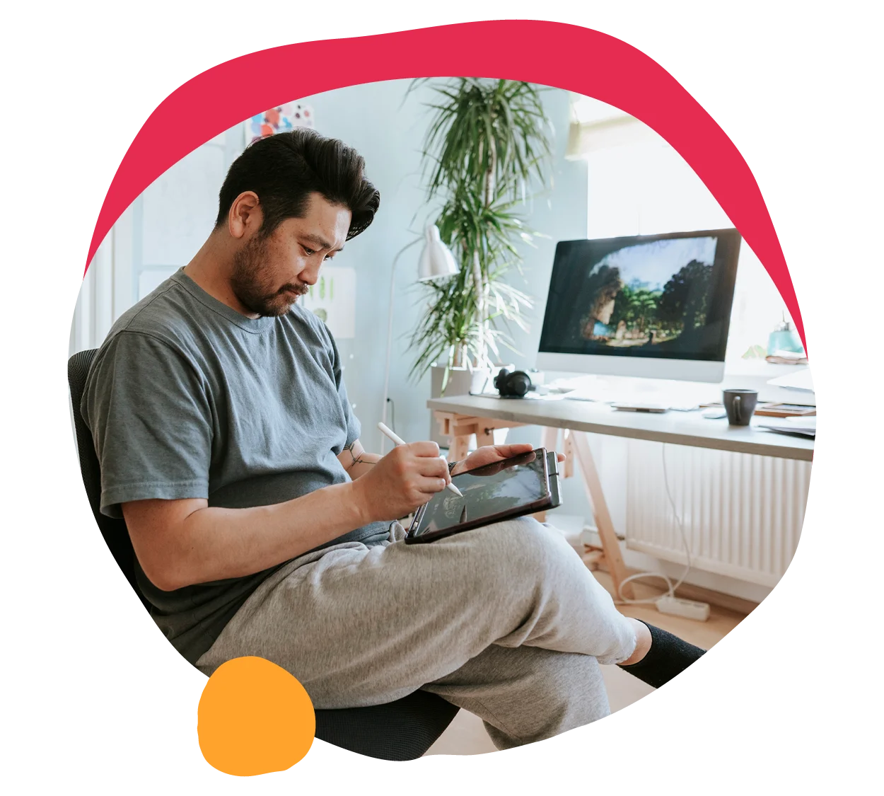creative professional, digital drawing, home workspace environment
