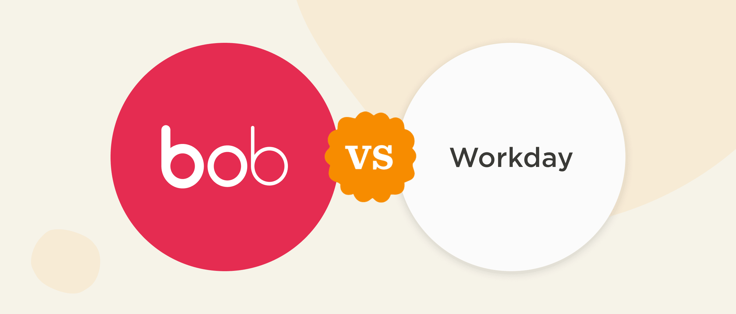 bob logo in red circle vs Workday logo in white circle on light background, highlighting a brand comparison., red circle logo for bob vs white circle logo for Workday on neutral background
