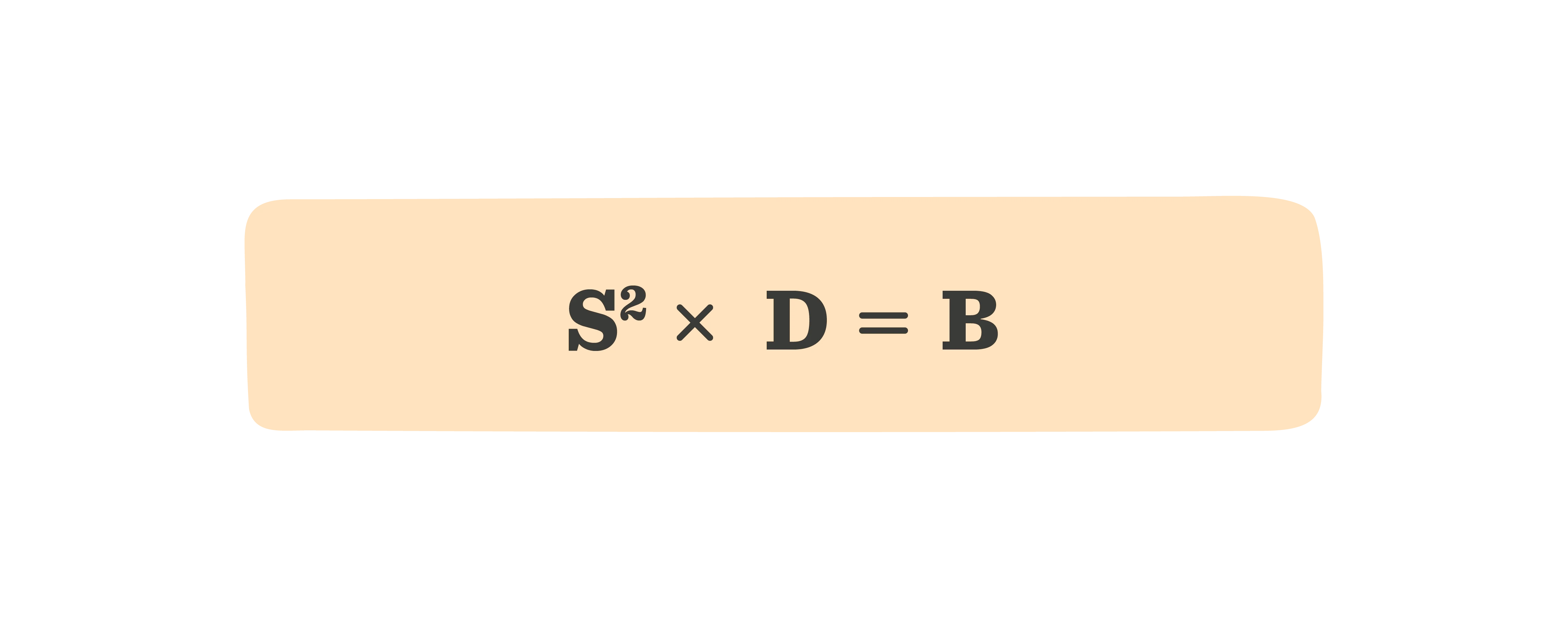 S²×D=B equation in bold on an orange background, illustrating a mathematical concept or formula. , math equation, orange background