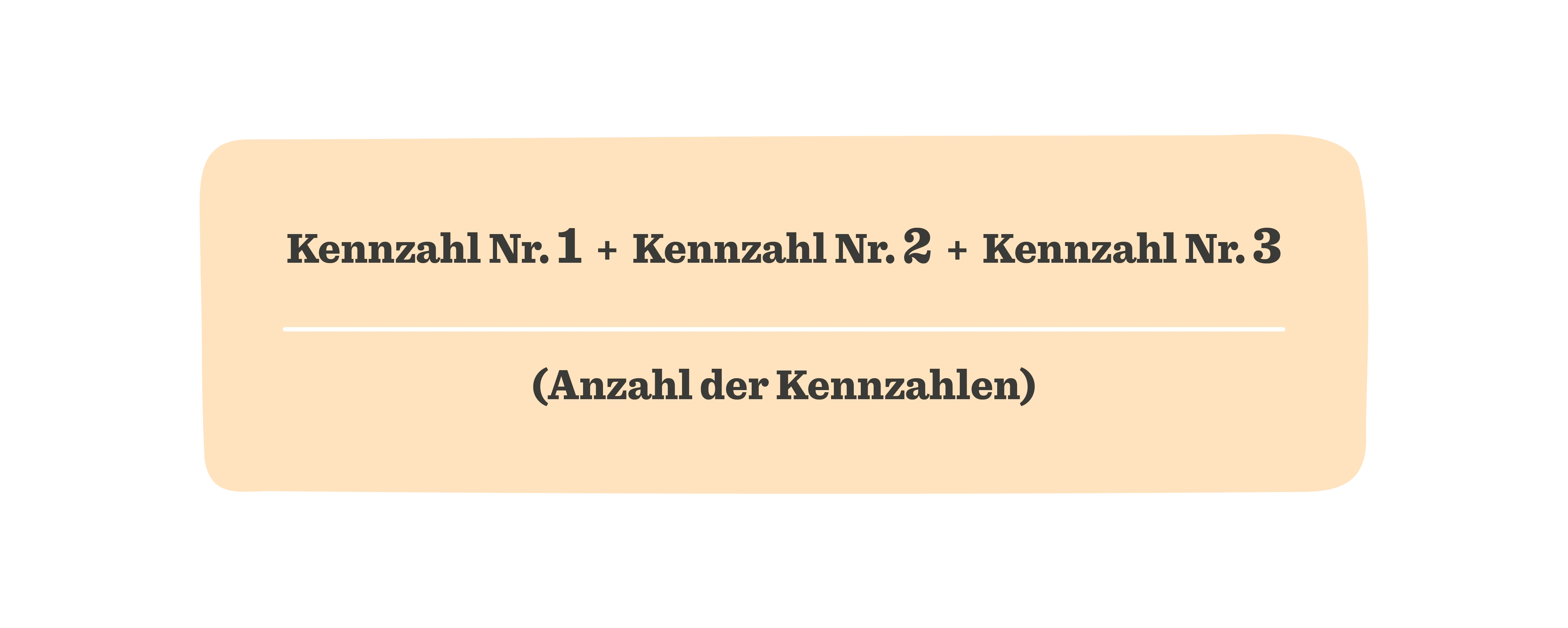 Kennzahl Nr. 1, Nr. 2, Nr. 3 in bold on orange background with a line below, indicating number of indicators. , orange background, bold text